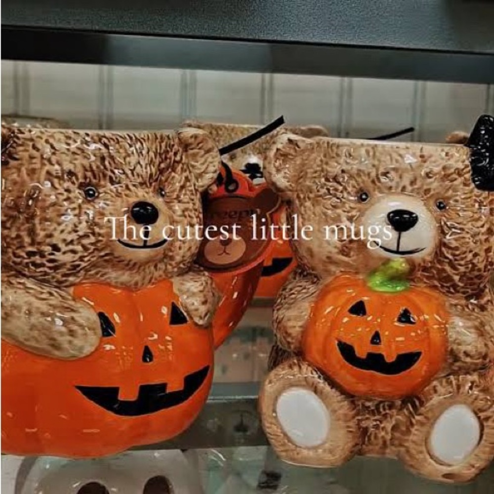 Bear-Themed Halloween Mugs - Orange and Brown